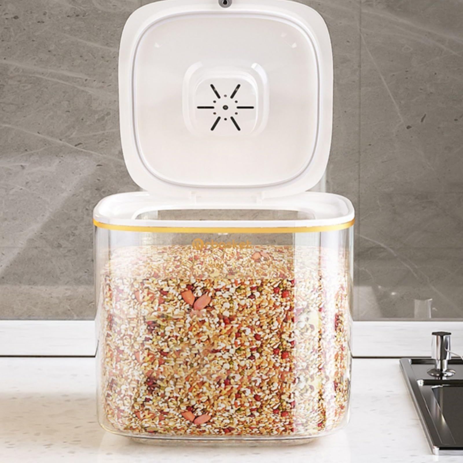 米びつ 緑色とクリーム色 60℃耐熱 Amazon｜米びつ 10kg/20kg 米保管庫 真空米びつ 米 真空保存容器 穀物